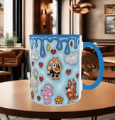 Bingo Bluey Baskı içi ve Kulpu Renkli Kupa