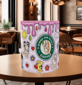 Bingo Bluey Baskı içi ve Kulpu Renkli Kupa