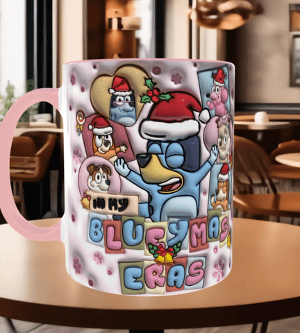 Bingo Bluey Baskı içi ve Kulpu Renkli Kupa