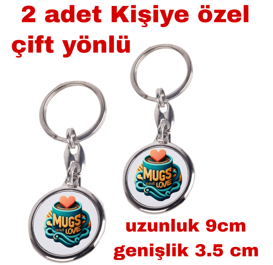 Kişiye özel 2 adet çift yönlü anahtarlık