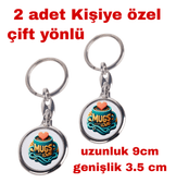 Kişiye özel 2 adet çift yönlü anahtarlık