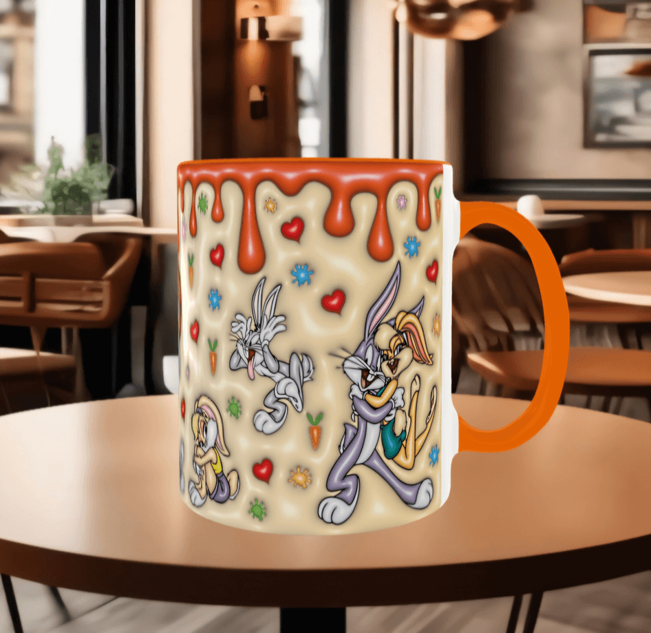 Bugs Bunny Baskı içi ve Kulpu Renkli Kupa