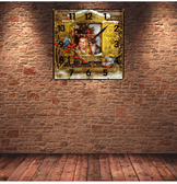 Camdaki kız vintage baskı metal hediyelik dekoratif kaliteli duvar saati