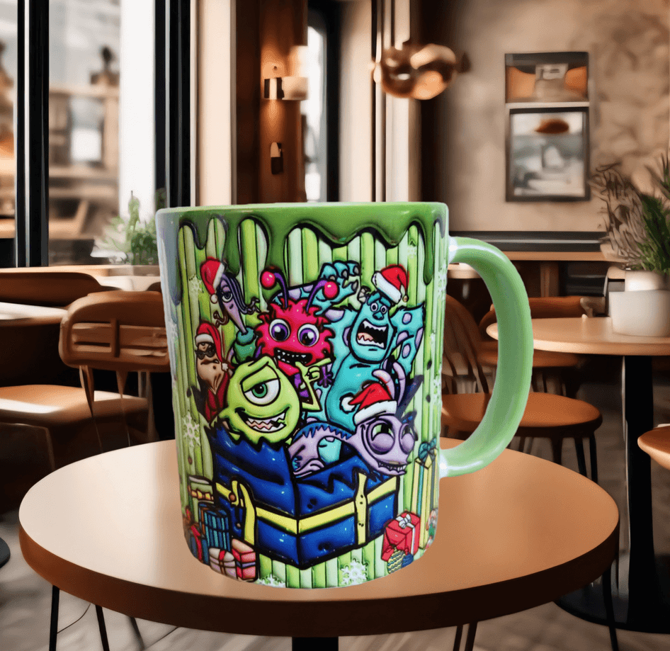 Canavarlar Baskı içi ve Kulpu Renkli Kupa