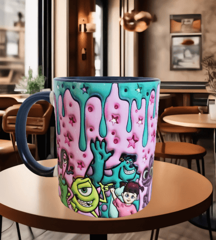 Canavarlar Baskı içi ve Kulpu Renkli Kupa