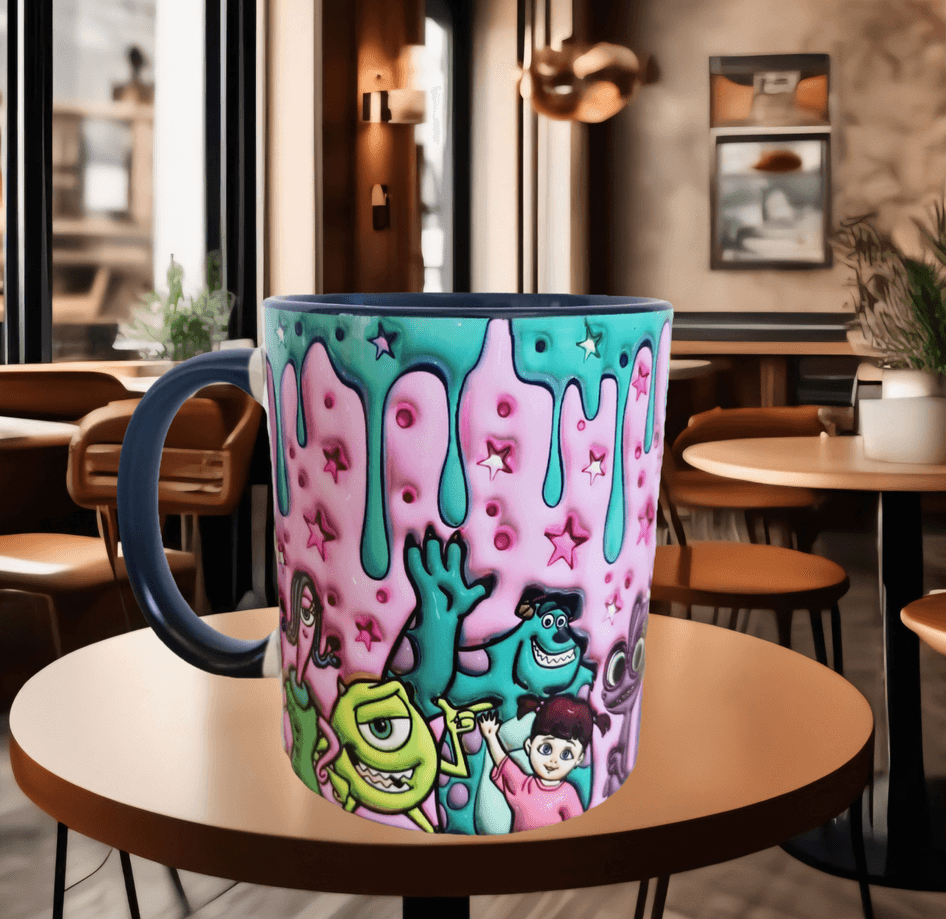 Canavarlar Baskı içi ve Kulpu Renkli Kupa