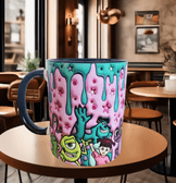 Canavarlar Baskı içi ve Kulpu Renkli Kupa