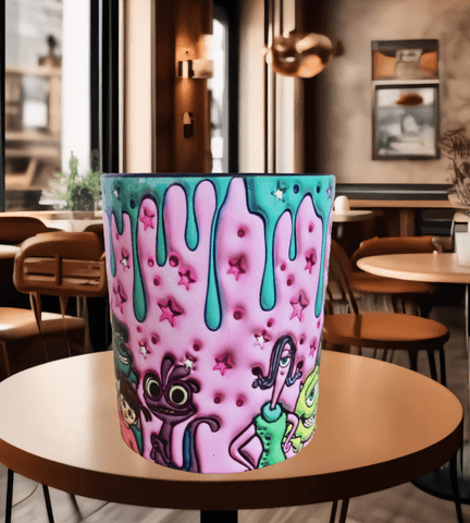 Canavarlar Baskı içi ve Kulpu Renkli Kupa