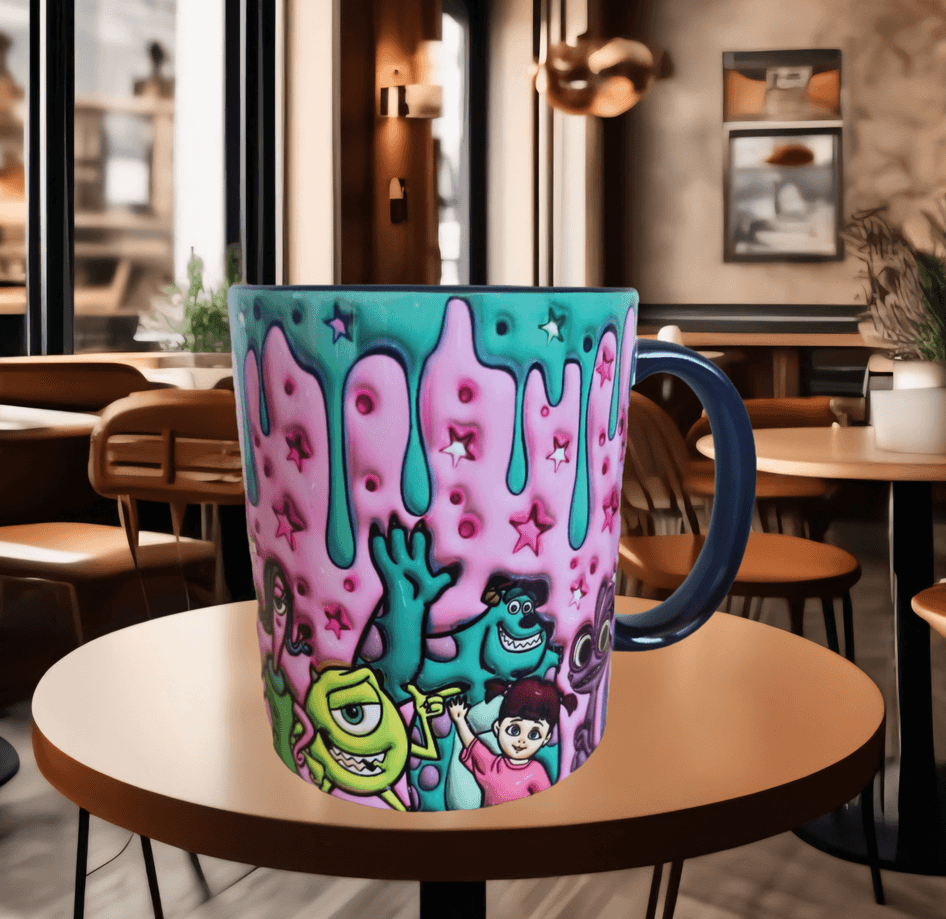 Canavarlar Baskı içi ve Kulpu Renkli Kupa