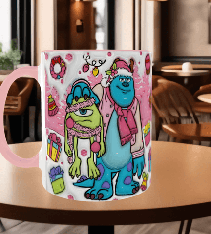 Canavarlar Baskı içi ve Kulpu Renkli Kupa