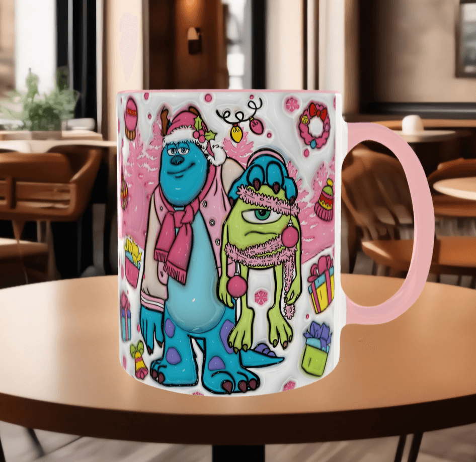 Canavarlar Baskı içi ve Kulpu Renkli Kupa