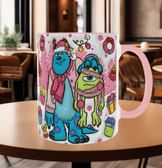 Canavarlar Baskı içi ve Kulpu Renkli Kupa