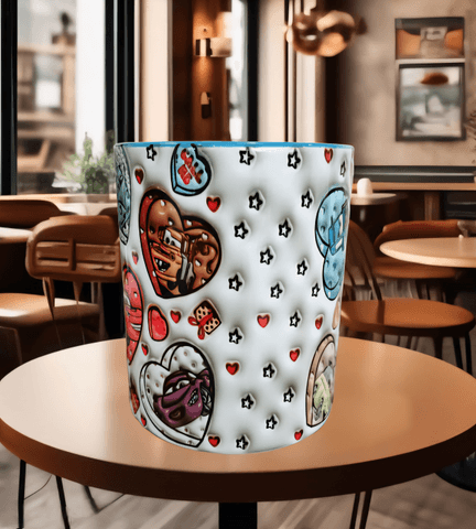 Arabalar Baskı içi ve Kulpu Renkli Kupa