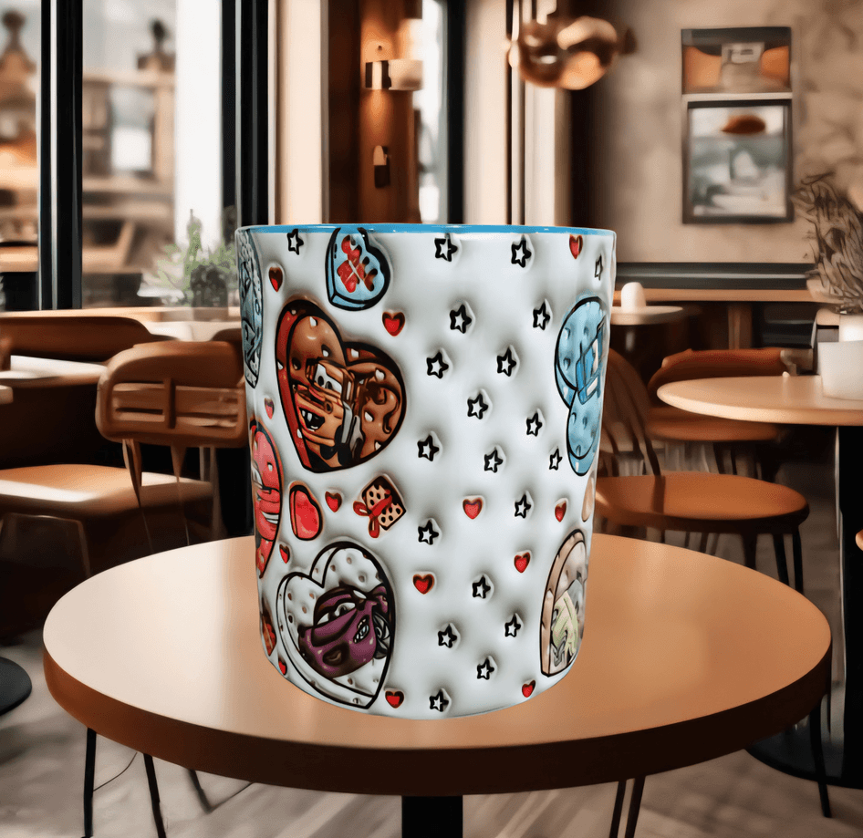 Arabalar Baskı içi ve Kulpu Renkli Kupa