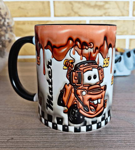 Arabalar Baskı içi ve Kulpu Renkli Kupa