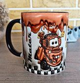 Arabalar Baskı içi ve Kulpu Renkli Kupa