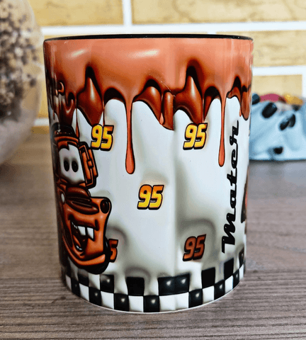 Arabalar Baskı içi ve Kulpu Renkli Kupa