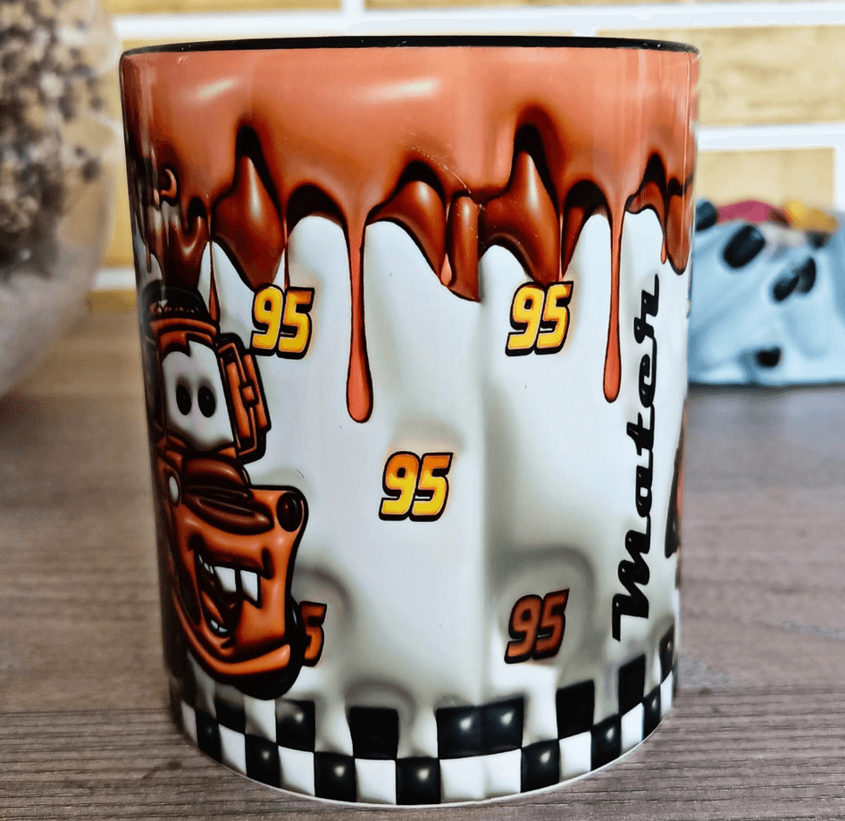 Arabalar Baskı içi ve Kulpu Renkli Kupa