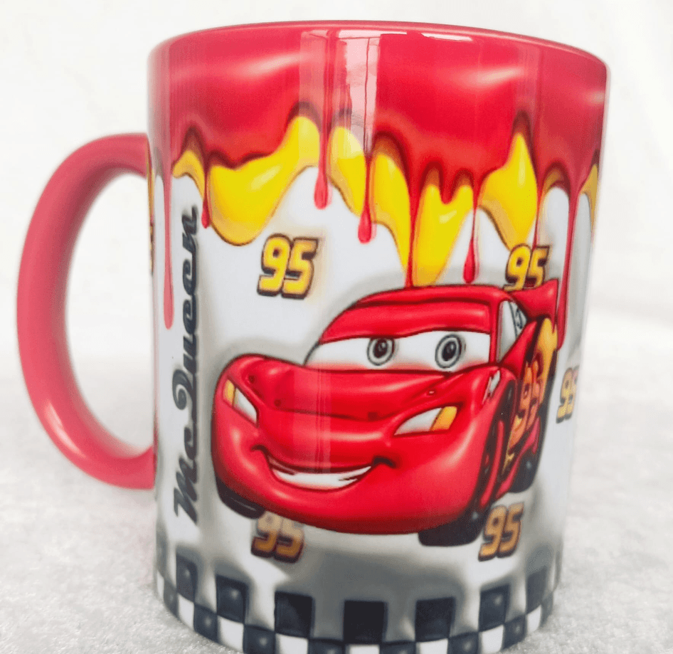 Arabalar Baskı içi ve Kulpu Renkli Kupa