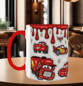 Arabalar Baskı içi ve Kulpu Renkli Kupa