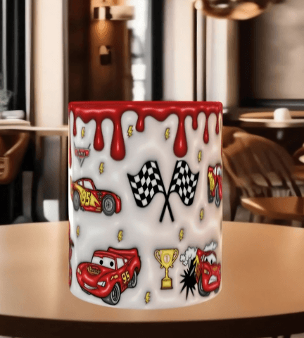 Arabalar Baskı içi ve Kulpu Renkli Kupa