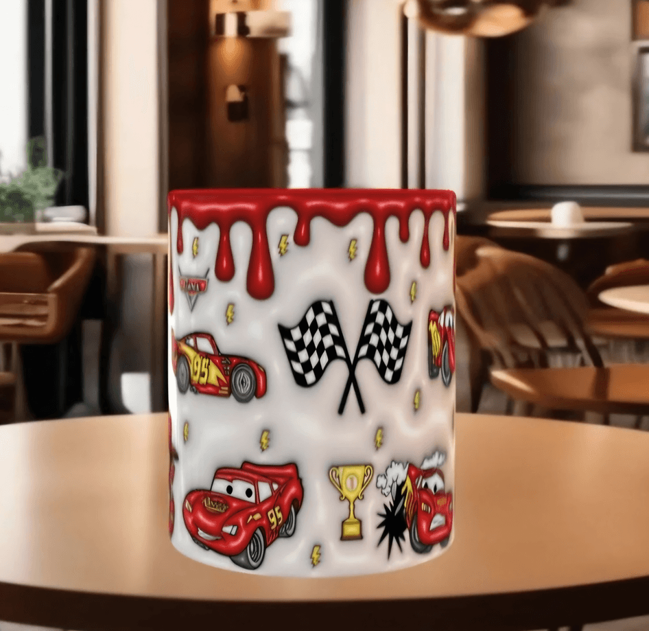 Arabalar Baskı içi ve Kulpu Renkli Kupa