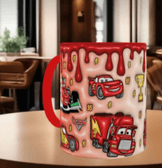 Arabalar Baskı içi ve Kulpu Renkli Kupa