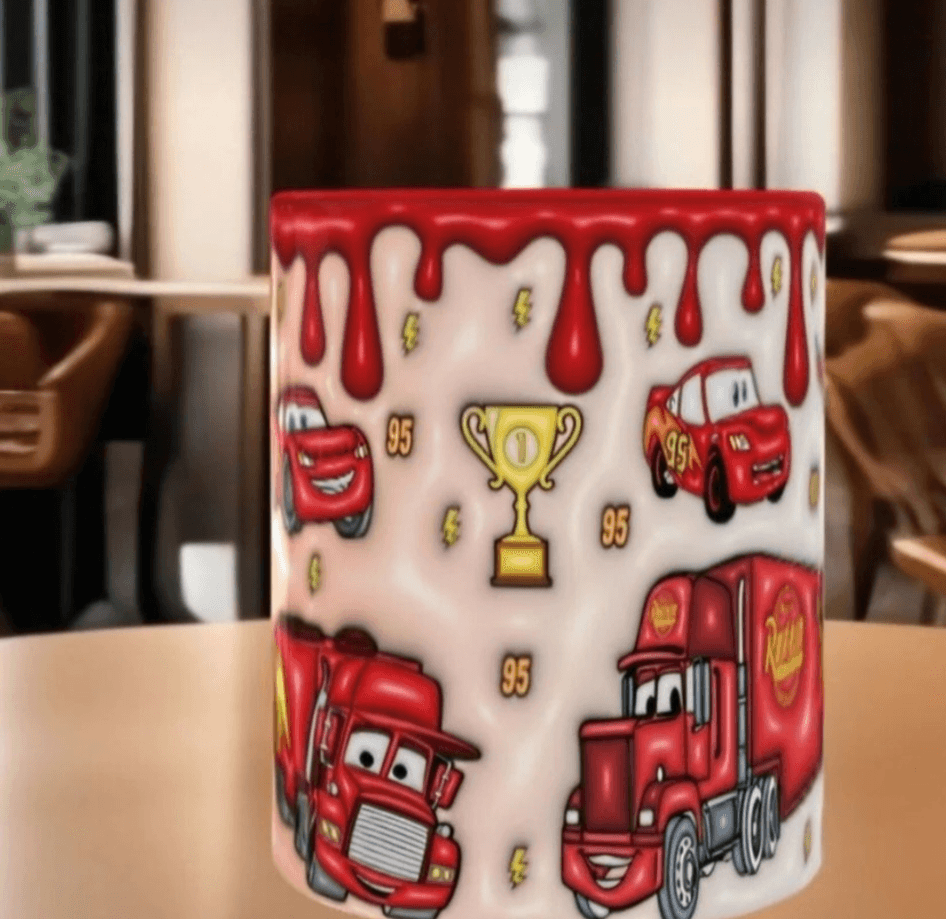 Arabalar Baskı içi ve Kulpu Renkli Kupa