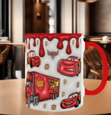 Arabalar Baskı içi ve Kulpu Renkli Kupa