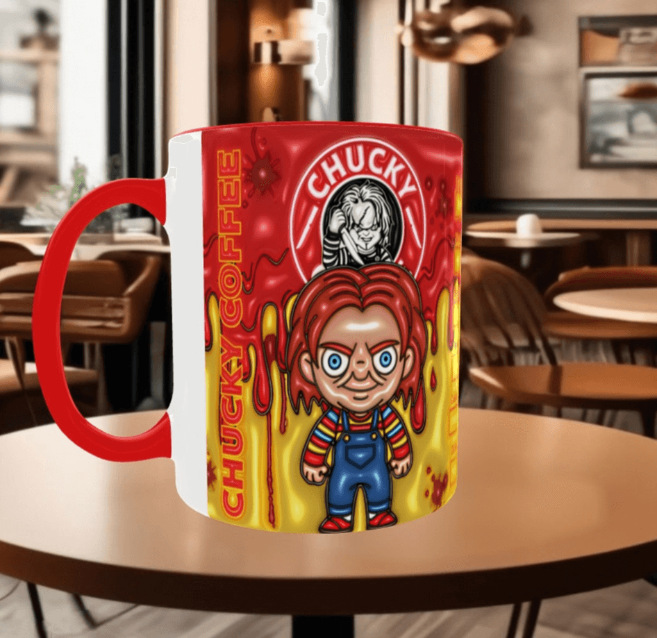 Chucky Baskı içi ve Kulpu Renkli Kupa
