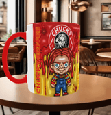 Chucky Baskı içi ve Kulpu Renkli Kupa