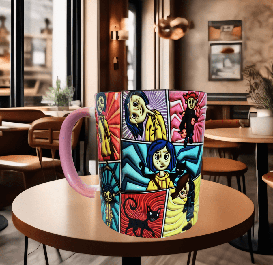 Coralina jonnes Baskı içi ve Kulpu Renkli Kupa