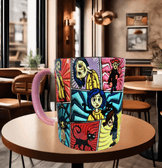 Coralina jonnes Baskı içi ve Kulpu Renkli Kupa