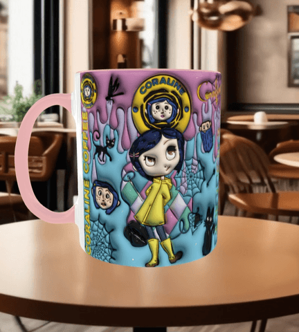 Coralina jonnes Baskı içi ve Kulpu Renkli Kupa