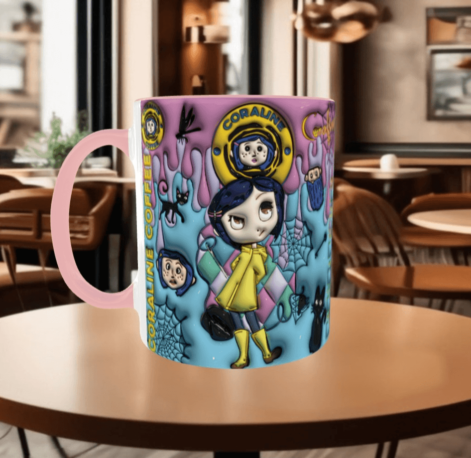 Coralina jonnes Baskı içi ve Kulpu Renkli Kupa