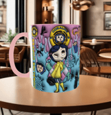 Coralina jonnes Baskı içi ve Kulpu Renkli Kupa