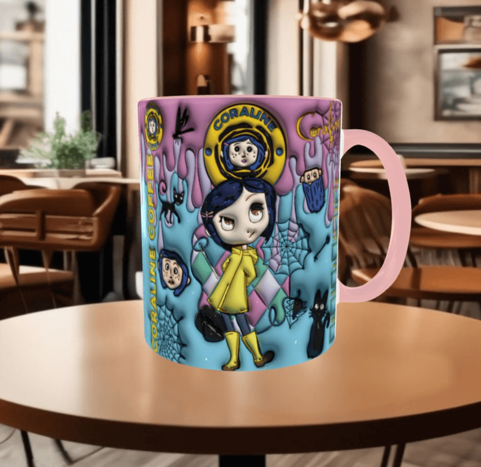 Coralina jonnes Baskı içi ve Kulpu Renkli Kupa