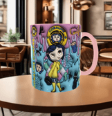 Coralina jonnes Baskı içi ve Kulpu Renkli Kupa