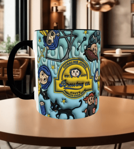 Coralina jonnes Baskı içi ve Kulpu Renkli Kupa