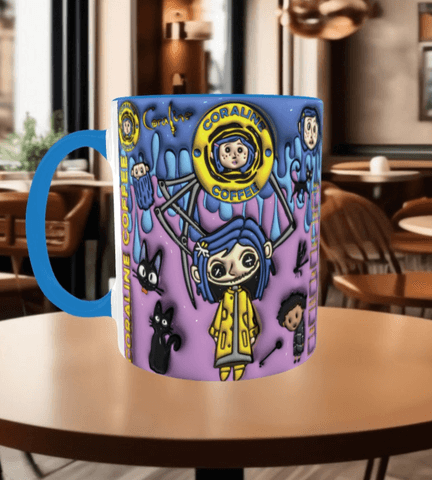 Coralina jonnes Baskı içi ve Kulpu Renkli Kupa