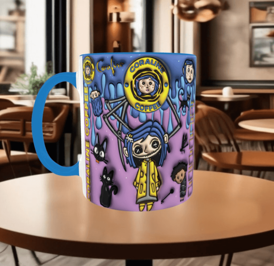 Coralina jonnes Baskı içi ve Kulpu Renkli Kupa