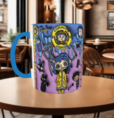 Coralina jonnes Baskı içi ve Kulpu Renkli Kupa