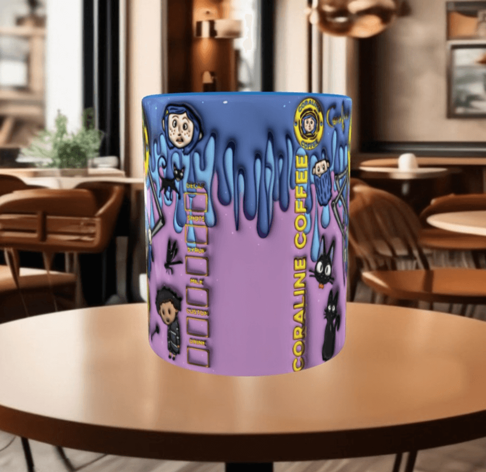 Coralina jonnes Baskı içi ve Kulpu Renkli Kupa