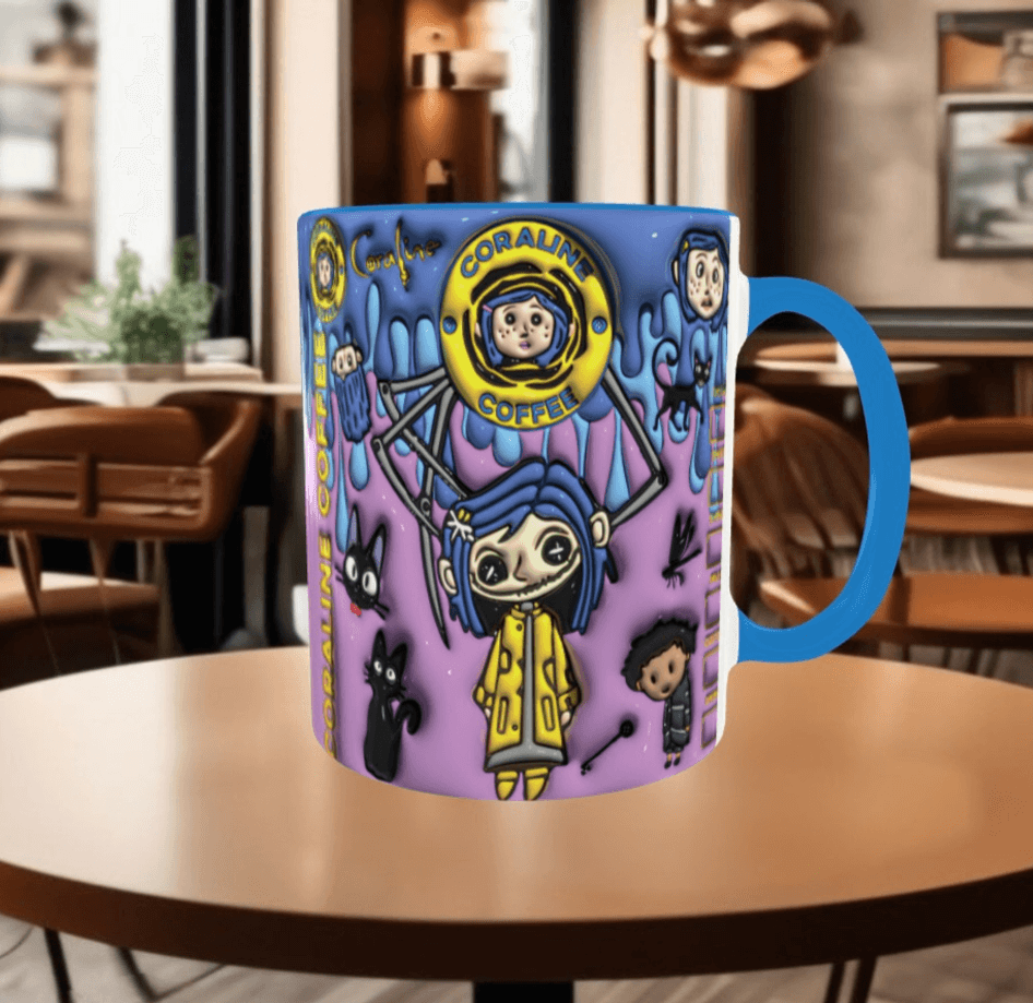 Coralina jonnes Baskı içi ve Kulpu Renkli Kupa