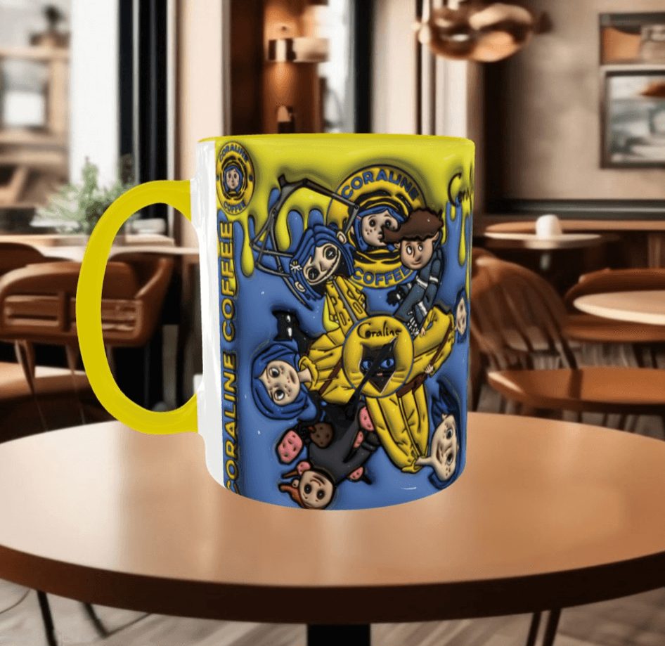 Coralina jonnes Baskı içi ve Kulpu Renkli Kupa