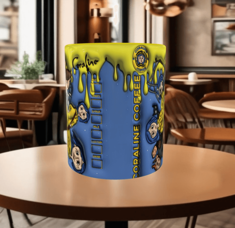 Coralina jonnes Baskı içi ve Kulpu Renkli Kupa