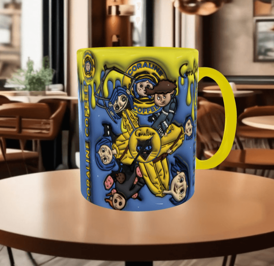 Coralina jonnes Baskı içi ve Kulpu Renkli Kupa