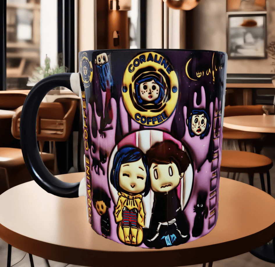 Coralina jonnes Baskı içi ve Kulpu Renkli Kupa