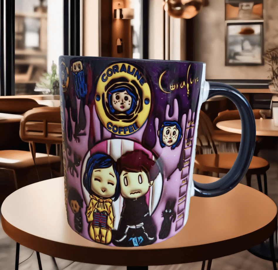 Coralina jonnes Baskı içi ve Kulpu Renkli Kupa