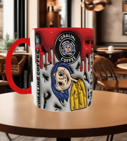 Coralina jonnes Baskı içi ve Kulpu Renkli Kupa